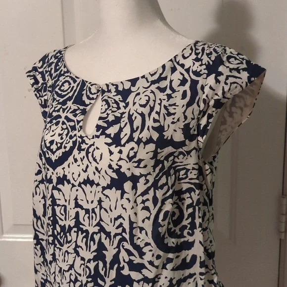 Lands End Navy Blue and White Dress Size 10 - Picture 2 of 15